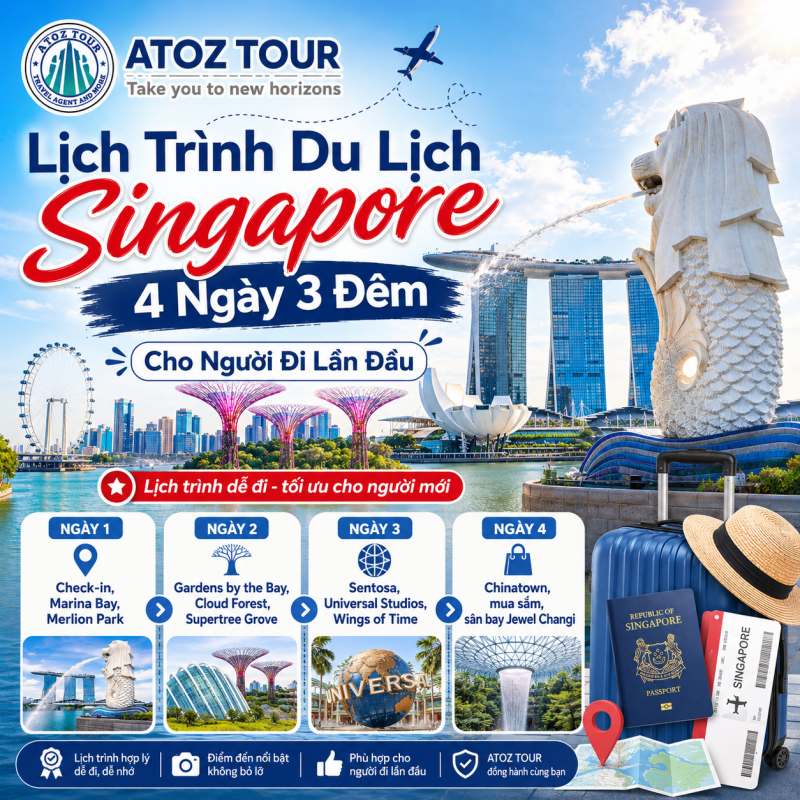 Lịch Trình Du Lịch Singapore 4 Ngày 3 Đêm - ATOZ TOUR