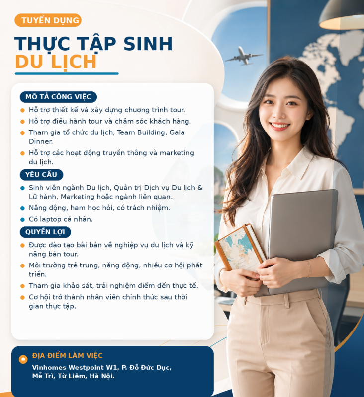 Tuyển Dụng Thực Tập Sinh Du Lịch - ATOZ TOUR