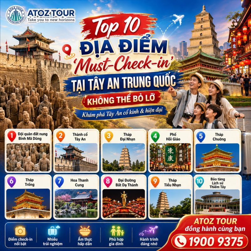 Top 10 Địa Điểm Check-in Tại Tây An Trung Quốc - ATOZ TOUR