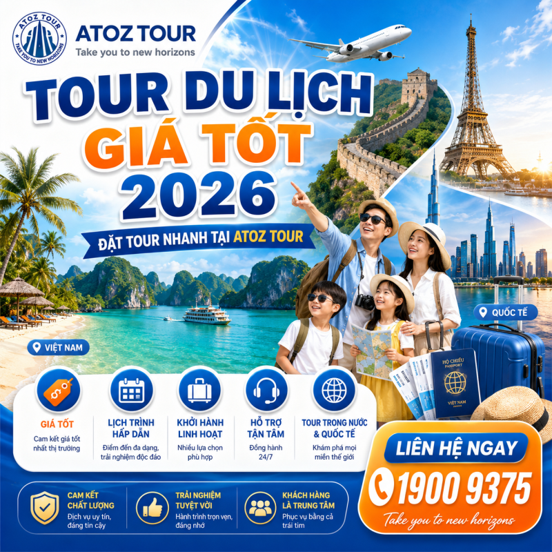 Tour Du Lịch Giá Tốt 2026 – Đặt Tour Nhanh Tại ATOZ TOUR - ATOZ TOUR