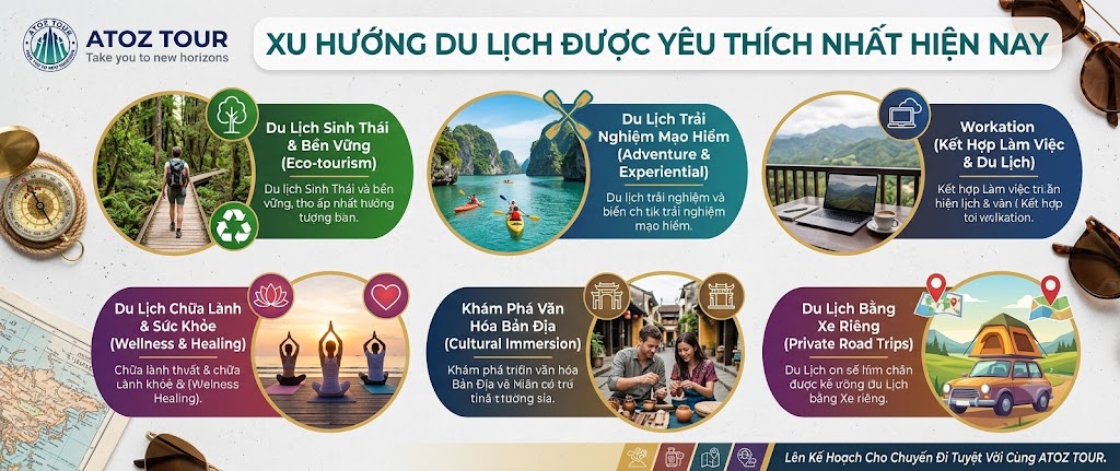 Xu Hướng Du Lịch Được Yêu Thích Nhất Hiện Nay 2026 - ATOZ TOUR